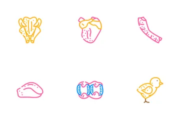 Chicken Carcass, Meat And Organs Icon Pack