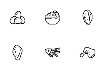 Chicken Carcass, Meat And Organs Icon Pack