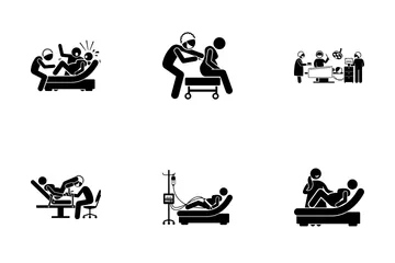 Childbirth Scene Icon Pack