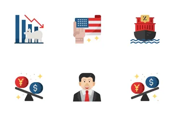 China And USA Trade War Icon Pack