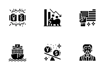 China And USA Trade War Icon Pack