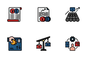 China And USA Trade War Icon Pack