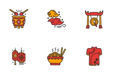 Chinesisches Neujahr Symbolpack