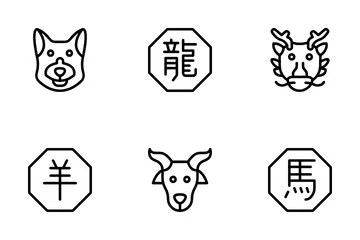 Chinesisches Tierkreiszeichen Symbolpack