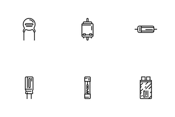 Chip de circuito de componentes electrónicos Paquete de Iconos