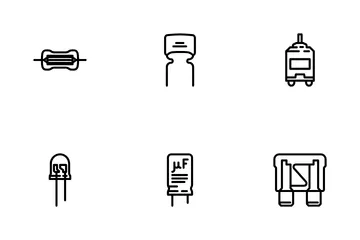 Chip electrónico componente Paquete de Iconos