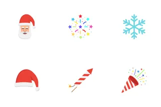 Christmas And New Year Flat Icons