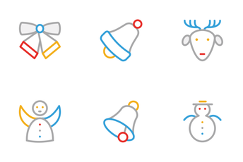 Christmas Colored Line Icons Icon Pack