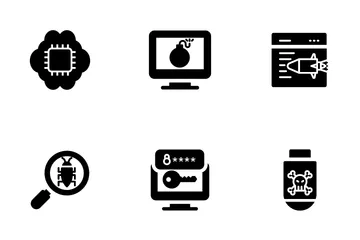Hackeo de delitos cibernéticos Paquete de Iconos