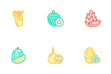 Cibo delizioso con frutta tropicale Icon Pack