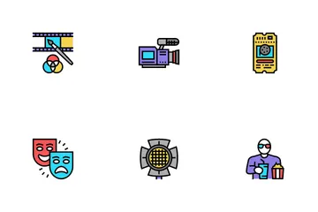 Cine Ver Películas Entretenimiento Paquete de Iconos