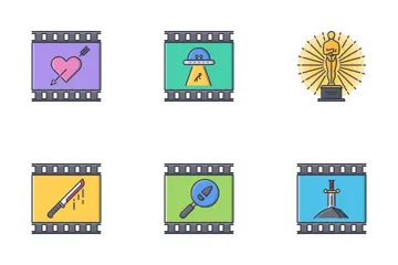 Cinema Filled Outline Icon Pack