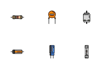 Chip de circuito de componentes electrónicos Paquete de Iconos