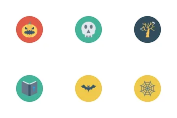 Círculo plano de Halloween Paquete de Iconos