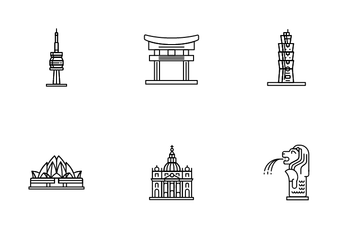 Cities, Destinations And Monuments Icon Pack