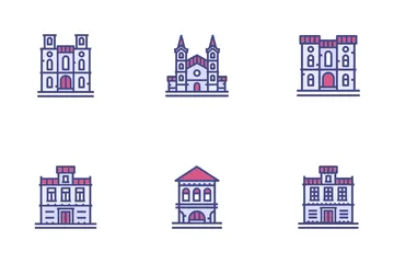 City Architecture Color Icon Pack