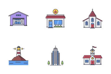 City Filled Outline Icon Pack