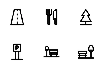 City Icon Set Outline Icon Pack