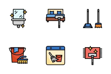 908 Clean House Colored Outline Icon Packs - Free in SVG, PNG, ICO