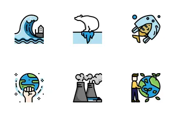 Climate Change And Global Warming. Icon Pack