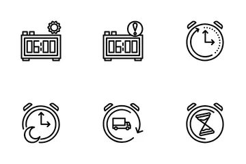 Clock Time And Process Icon Pack