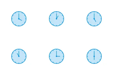 Clocks Line Blue Icon Pack