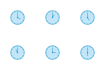 Clocks Line Blue Icon Pack