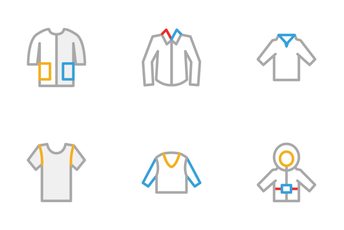 Clothes Colored Line Icons Icon Pack