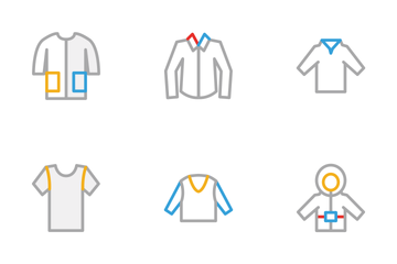 Clothes Colored Line Icons Icon Pack