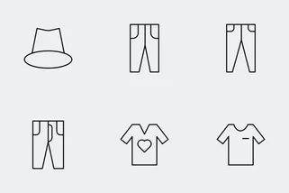Cloths Thin Line Icons