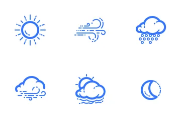 Clouds And Precipitation (Outline) Icon Pack