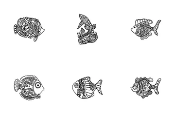 Clown Fish Drawing Icon Pack