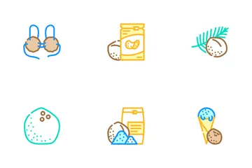 Coconut Coco Fruit White Tropical Icon Pack