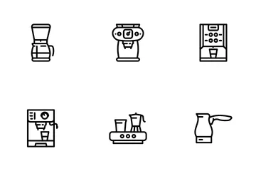 Coffee Machine Barista Equipment Icon Pack