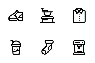 Coffee Shop And Clothes Icon Pack