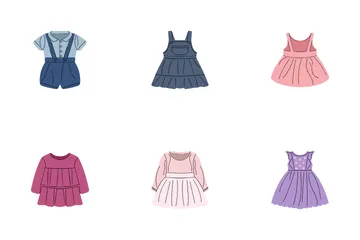 Colección de ropa para niños Paquete de Iconos