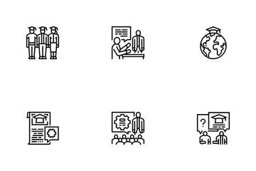 College Teacher Student Class Icon Pack