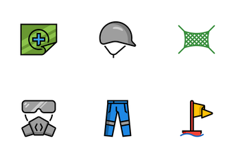 Colored Outline Safety Item Icon Pack
