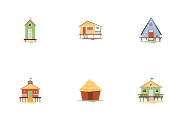 Colorful Huts And Cabins Icon Pack
