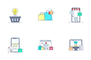 Comercio electrónico y entrega Paquete de Iconos