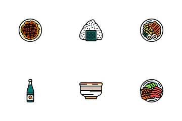 Comida Japonesa Comida Asiática Paquete de Iconos