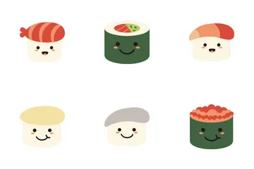 Comida Japonesa Kawaii Paquete de Iconos