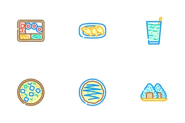 Comida Japonesa Sushi Japón Paquete de Iconos
