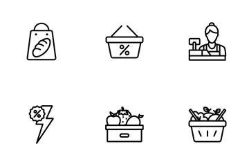 Compras na mercearia Pacote de Ícones