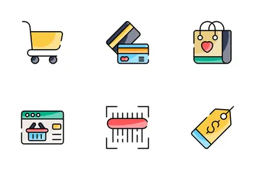 Compras e comércio eletrônico Icon Pack