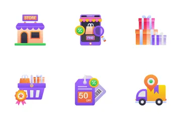 Compras y venta al por menor Paquete de Iconos