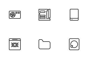 Computer And Hardware Line Style Icon Pack