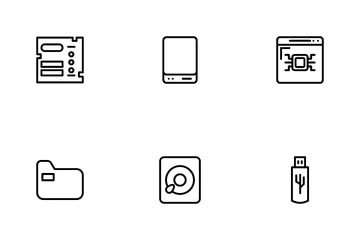 Computer And Hardware Line Style Icon Pack