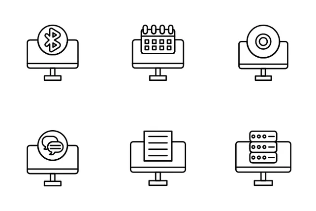 Computer Functions Icon Pack - 25 Line Science & Technology Icons | SVG ...