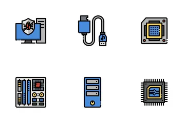 Computer Hardware And IT Parts Icon Pack